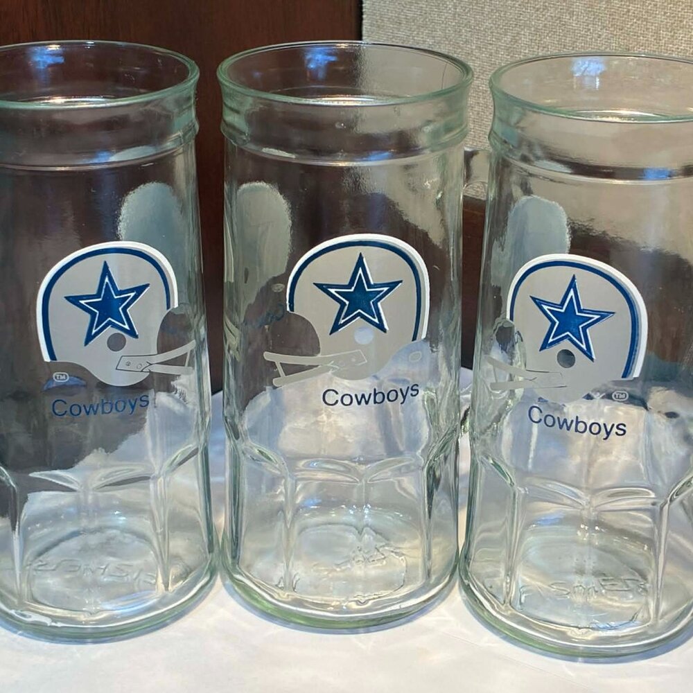 DALLAS COWBOYS NFL 20oz. Glass Mugs (3 glasses) Fisher Peanuts